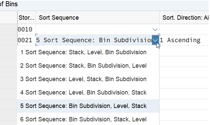 SAP EWM storage bin sorting CLSP_10